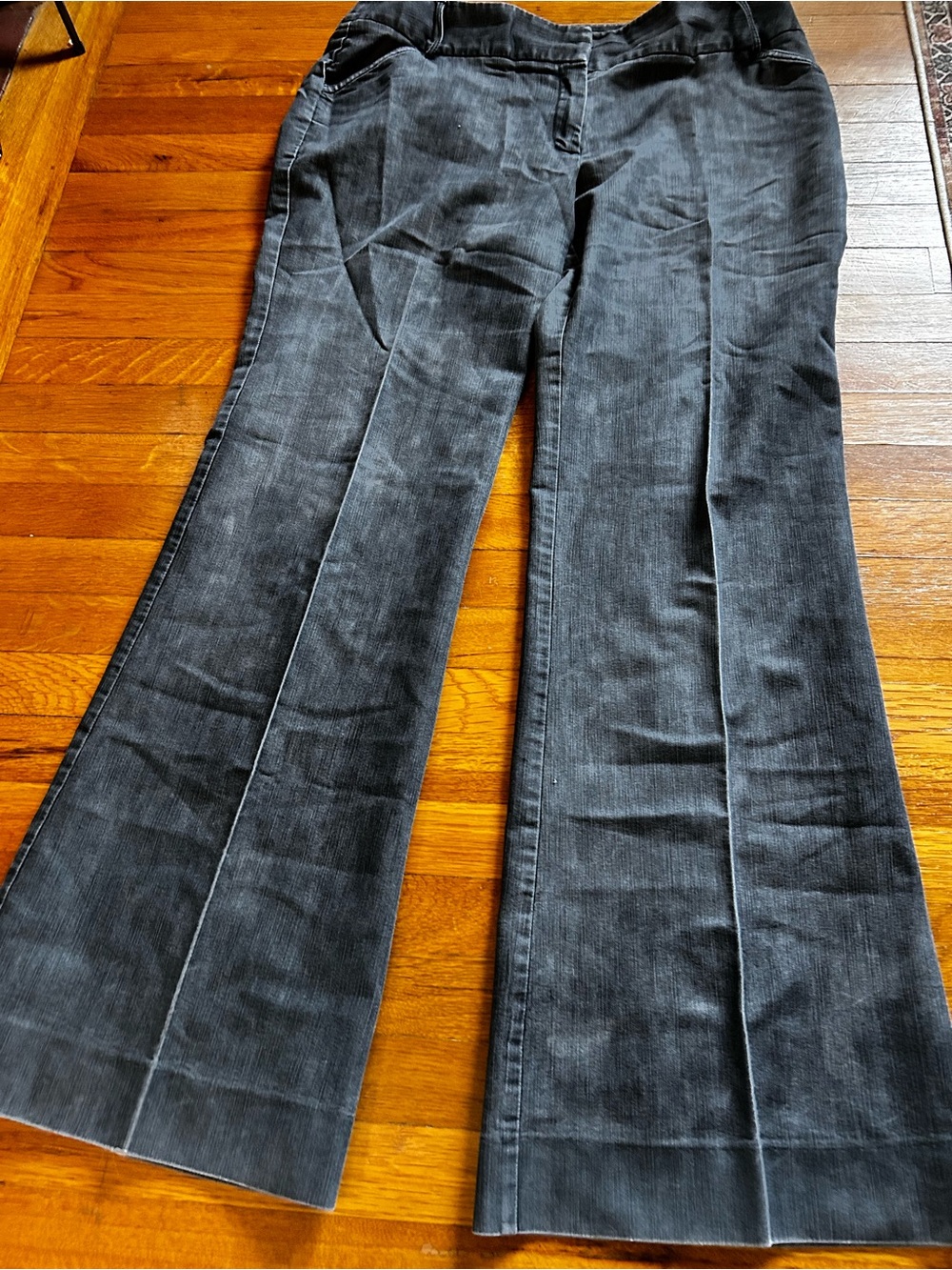 Kenneth Cole Reaction Distressed Black Wide-Leg Flare Jeans